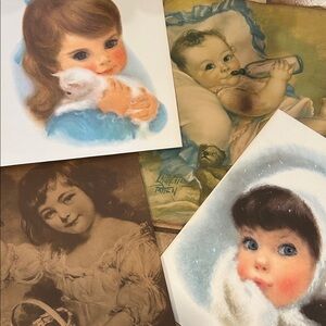 Set of four different little girl prints